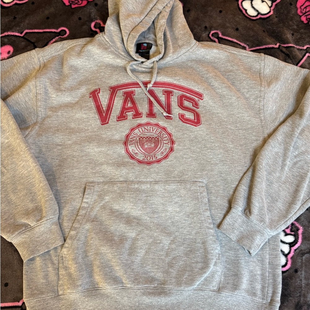 Vans Gray Hoodie with Red Logo